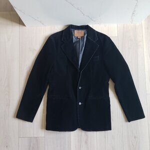 Guess Blazer Jacket Mens M Black Velvet Two Button Tailored Jacket Marciano